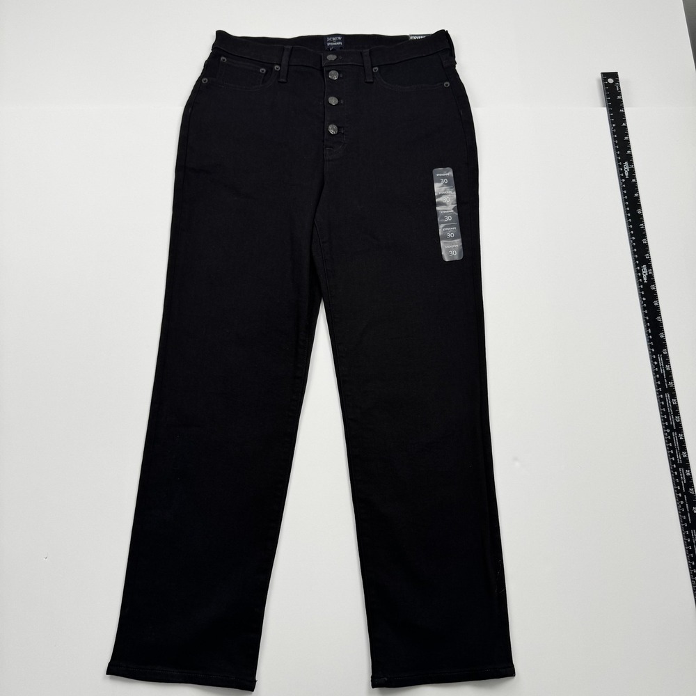 J Crew Jeans Womens 30 (31x27) Black Stovepipe High Rise Straight Leg Button Fly